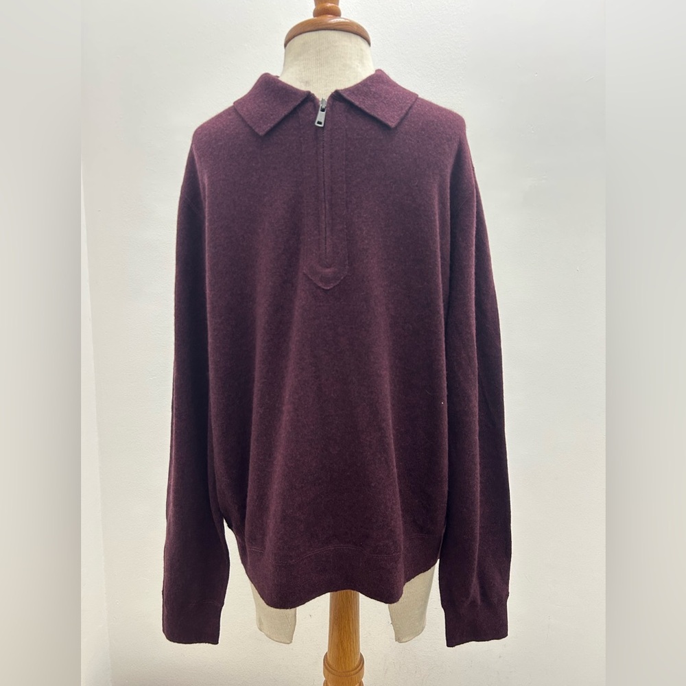 Todd Snyder Maroon 100% Cashmere Zip-Up Sweater